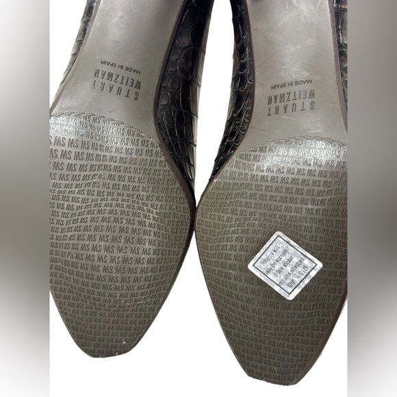 STUART WEITZMAN Women's Dark Brown Croc Leather Tilting Pump Size 7.5 - Picture 8 of 13